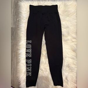 EUC PINK Victoria's Secret Black 'LOVE PINK' Girls' Logo Leggings